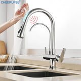 Dotykowy Kran Łazienkowy – Wysuwany | Chrom | Podwójna Uchwyt | Zimna i Ciepła Woda