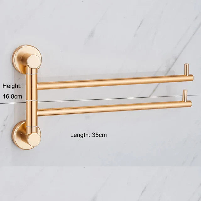 Składany Wieszak na Ręczniki | 35–40 cm | Stop aluminium | Złoty lub Mosiądz