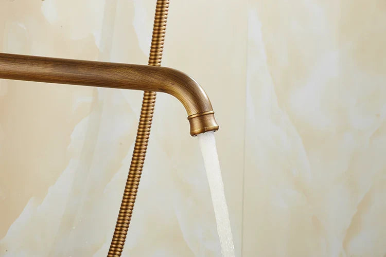 ZGRK Luksusowy Retro Zestaw Bidetowy – Wiszący Model z Mosiądzu z Ręcznym Prysznicem i Przedłużonym Wylewem