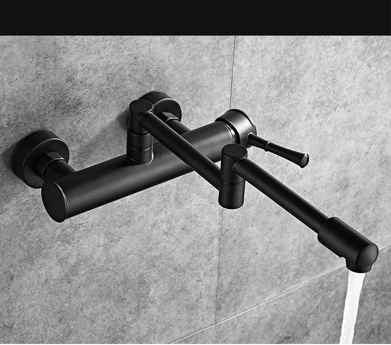 AquaTurn Czarna Zawór Ścienny – 360° Obrotowa Zlewozmywakowa Bateria