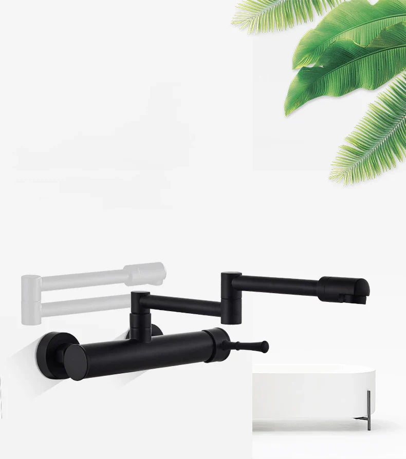 AquaTurn Czarna Zawór Ścienny – 360° Obrotowa Zlewozmywakowa Bateria