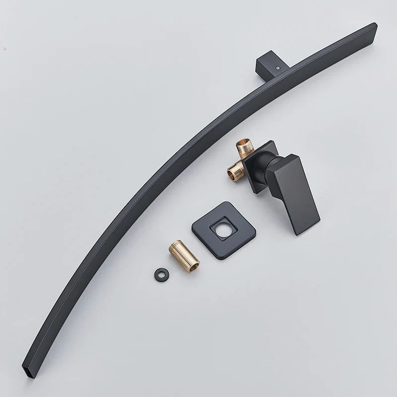 Ścienny kran łazienkowy – Ciemne wykończenie | 2 otwory | Ciepła i zimna woda | Metal