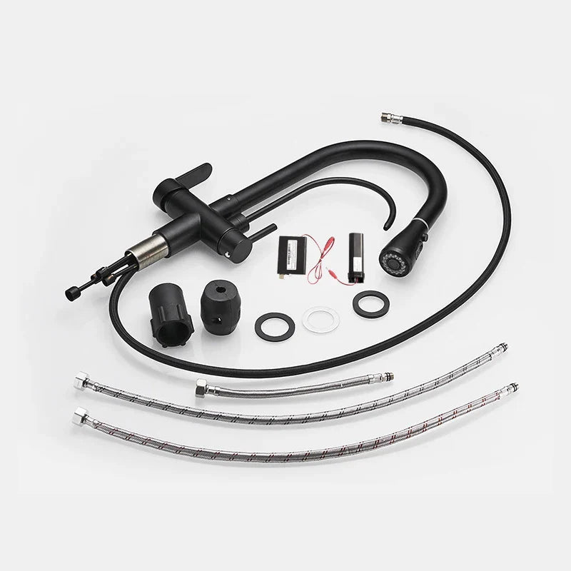 Dotykowy Kran Łazienkowy – Wysuwany | Chrom | Podwójna Uchwyt | Zimna i Ciepła Woda