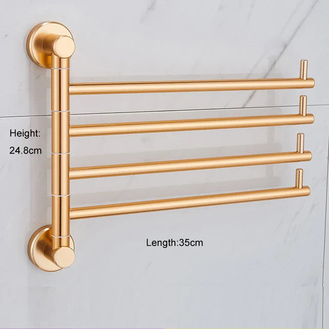 Składany Wieszak na Ręczniki | 35–40 cm | Stop aluminium | Złoty lub Mosiądz