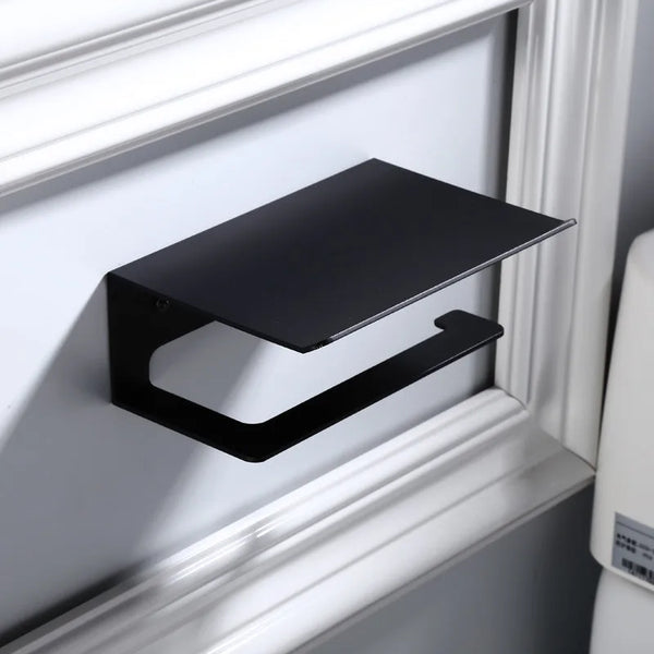 LuxuRoll Aluminiowy Uchwyt na Rolkę Toaletową z Półką na Telefon