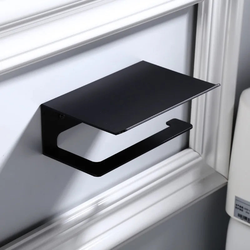 LuxuRoll Aluminiowy Uchwyt na Rolkę Toaletową z Półką na Telefon