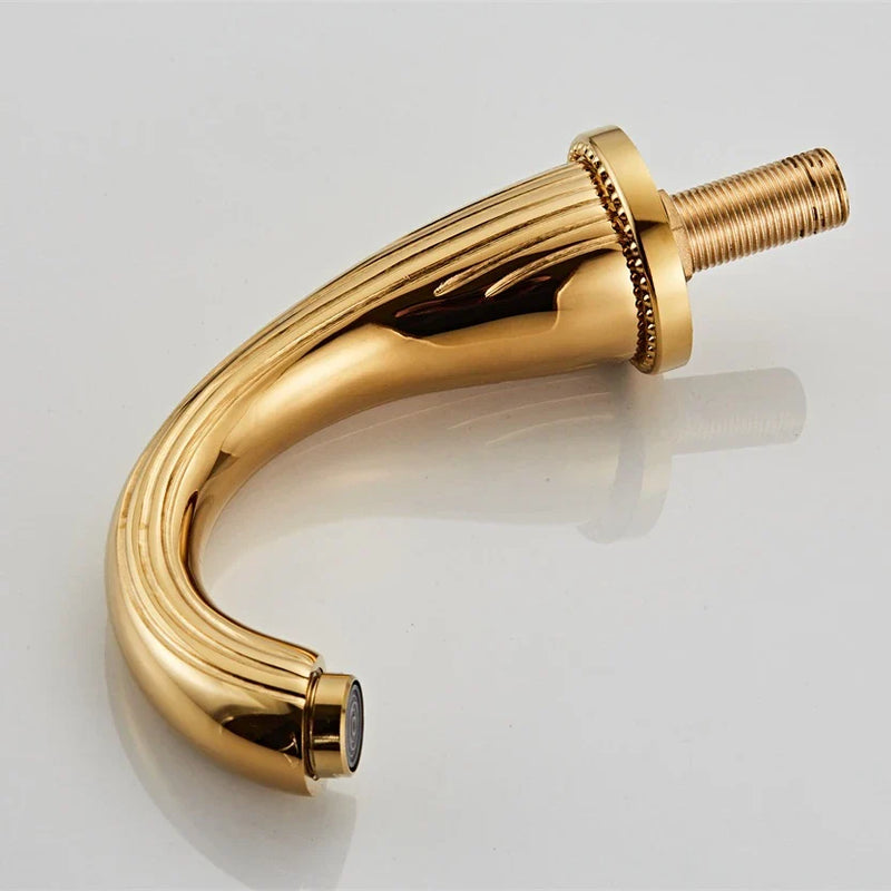 Złoty Zestaw Baterii Łazienkowych – 8-calowy Rozstaw | Podwójna Gałka | Klasyczny Design | Montaż Blatowy