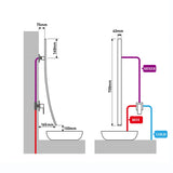 Ścienny kran łazienkowy – Ciemne wykończenie | 2 otwory | Ciepła i zimna woda | Metal