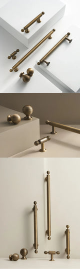 BrassElegance Mosiężny Antyczny Uchwyt T-kształtny do Szaf i Mebli