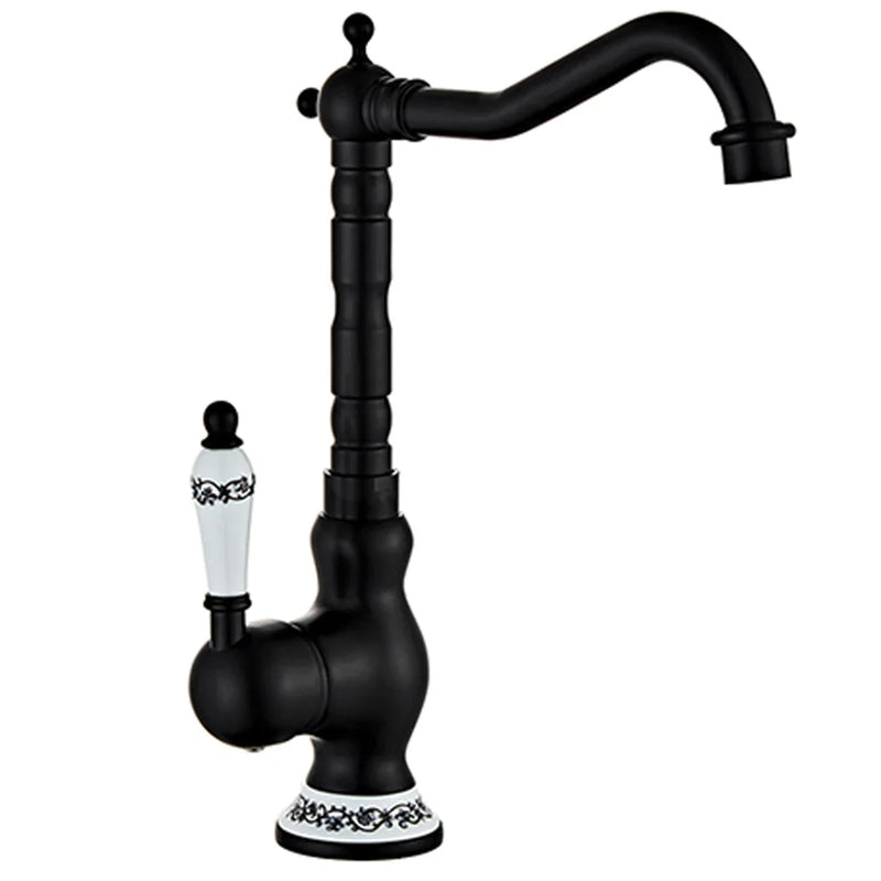 Antyczna Mosiądzowa Bateria Kuchenna z Ceramiczną Dźwignią – 360° Obrotowa | Tradycyjny Design