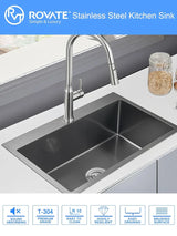 Czarna Zlewozmywak Kuchenny – Jednokomorowy | Montaż Nakładany | Stal Nierdzewna 304 | Głębokość 9 Cali