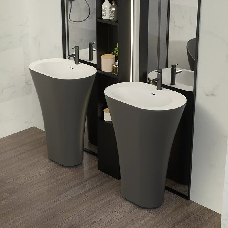 Wolnostojąca Umywalka z Solid Surface – Nowoczesny Design | Matowa lub Błyszcząca | 495x300x850mm