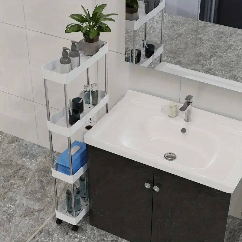 SlimSlide - Wielofunkcyjny Wózek na Kółkach z 4 Półkami