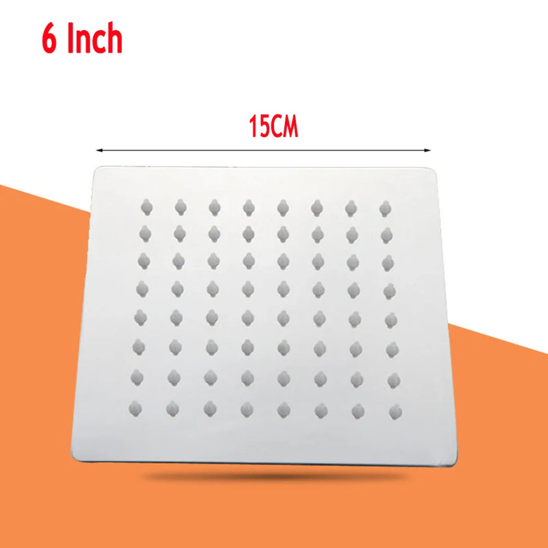 Kwadratowa Deszczownica | Stal Nierdzewna SUS304 | Wysokie Ciśnienie | Montaż Sufitowy