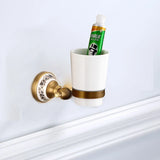 RoyalRetro Antique Messing Zestaw Akcesoriów Łazienkowych z Porcelaną