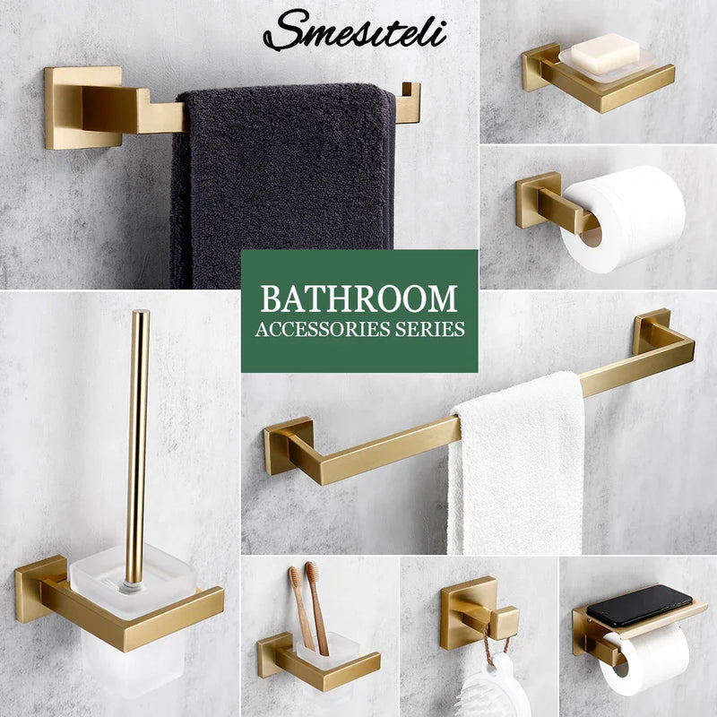 Zestaw Akcesoriów Łazienkowych | Stal Nierdzewna – Szlifowana Satynowana