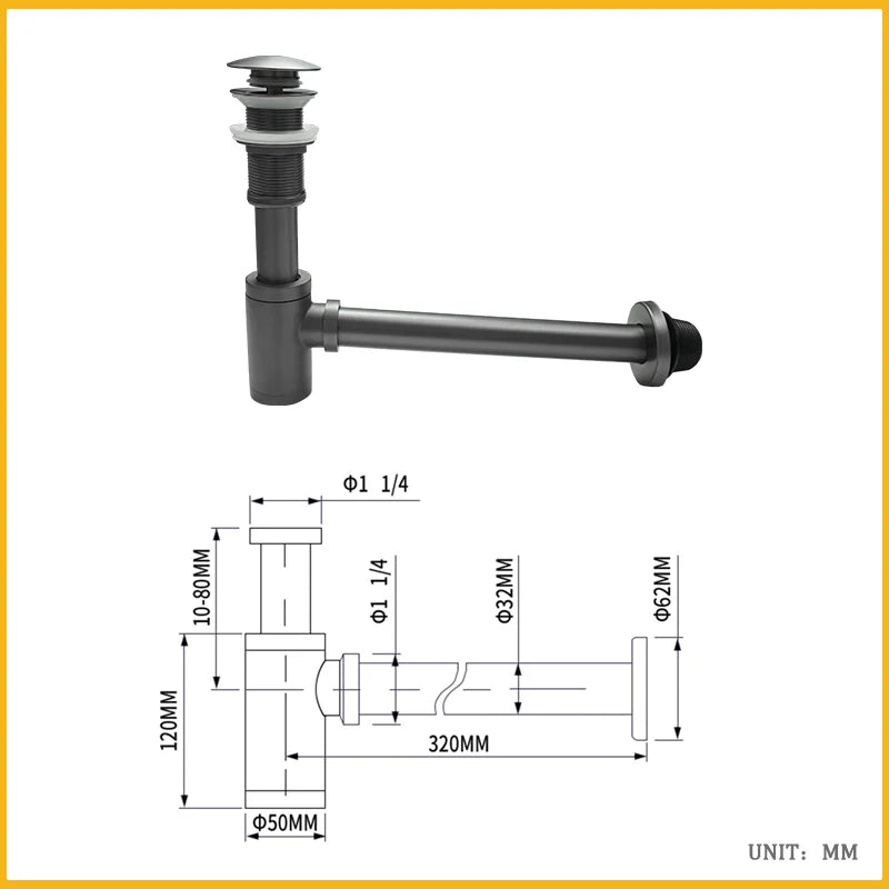 AquaStop Luxe Miedziana Bezwonna Syfon & Odpływ Pop-Up