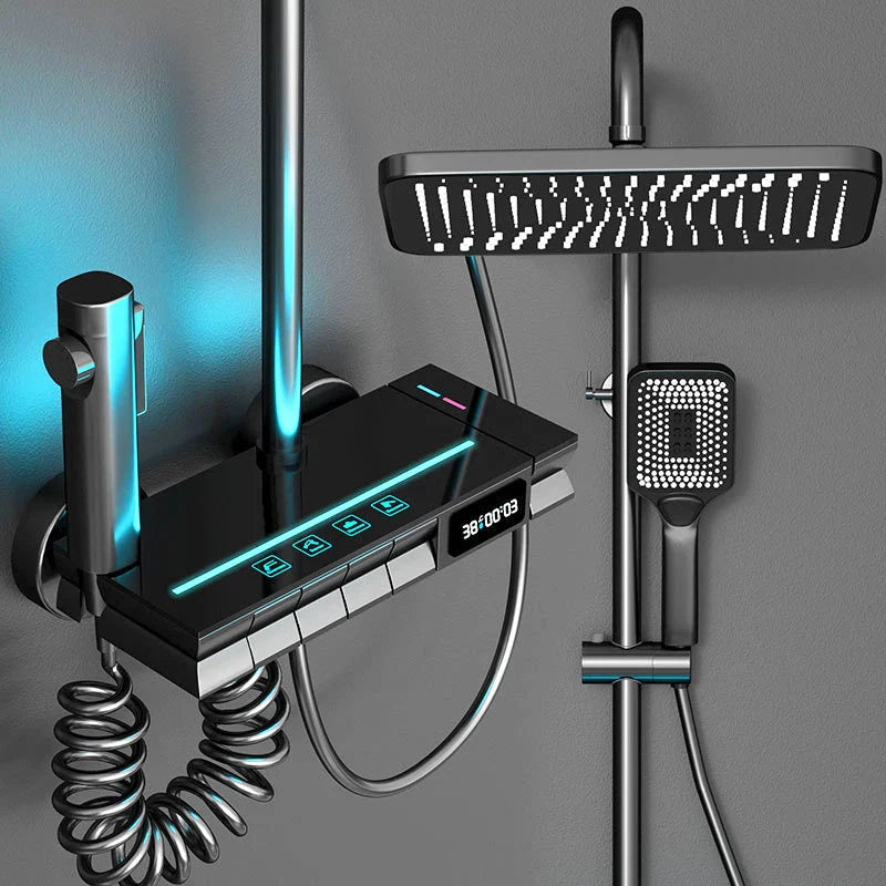 AquaLumen Luxe LED Panel Prysznicowy z Cyfrowym Wyświetlaczem