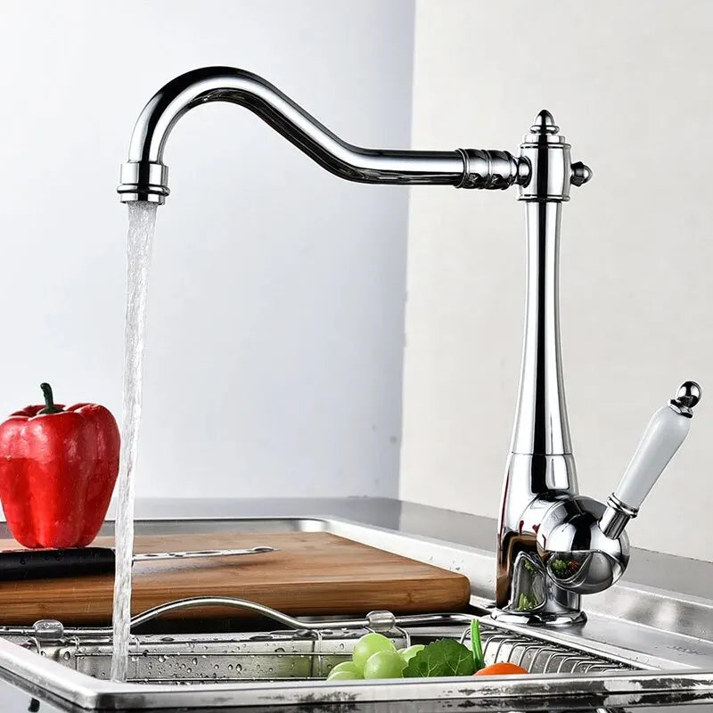 Klasyczny Mieszacz | Szlifowany Nikiel | Ciepła i Zimna Woda | Pojedyncza Gałka