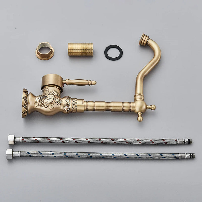 Retro Kran Kuchenny – Antyczny Brąz | Pojedyncza Gałka | Ciepła i Zimna Woda