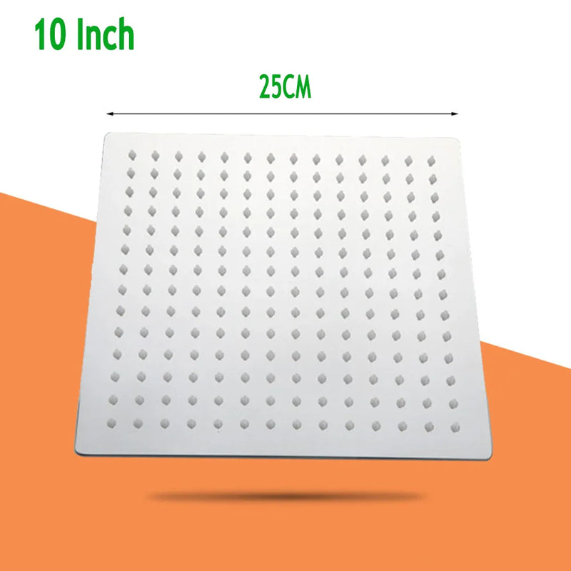 Kwadratowa Deszczownica | Stal Nierdzewna SUS304 | Wysokie Ciśnienie | Montaż Sufitowy