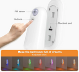 GlowLoo RGB Toaleta Nocna Lampa – Czujnik Ruchu LED z 7 Kolorami i Ładowalną Baterią