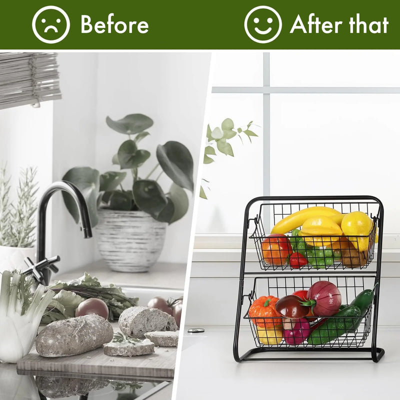 StackEase Podwójny Metalowy Kosz na Owoce