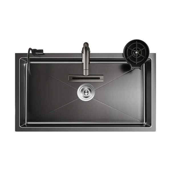 Nowoczesny Czarny Zlewozmywak ze Stali Nierdzewnej z Baterią – Elegancja i Funkcjonalność w Twojej Kuchni