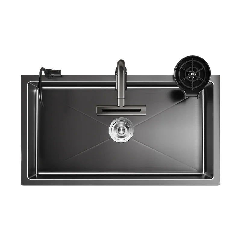 Nowoczesny Czarny Zlewozmywak ze Stali Nierdzewnej z Baterią – Elegancja i Funkcjonalność w Twojej Kuchni