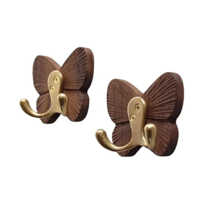 RetroButterfly Czarno-Orzechowy Wieszak Ścienny