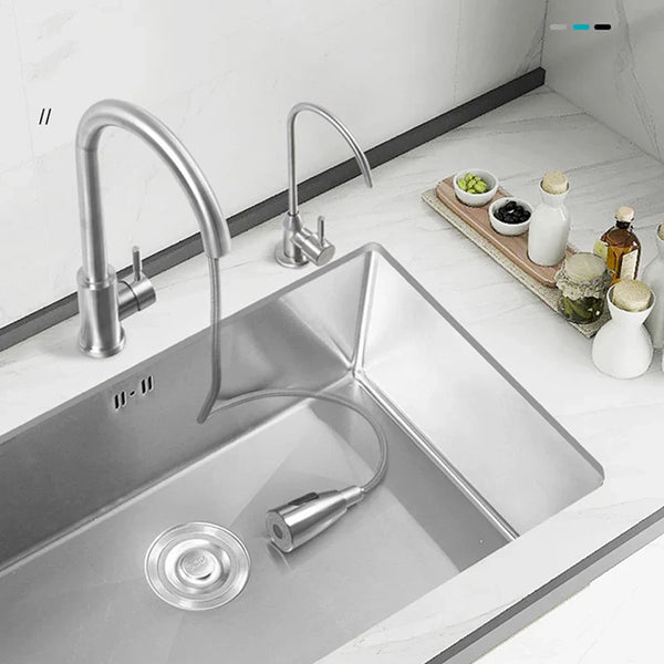 RVS Zlewozmywak Kuchenny – Podblatowy | Prostokątny | 750×430×220 mm | Pojedyncza Komora | Wykończenie Szczotkowane