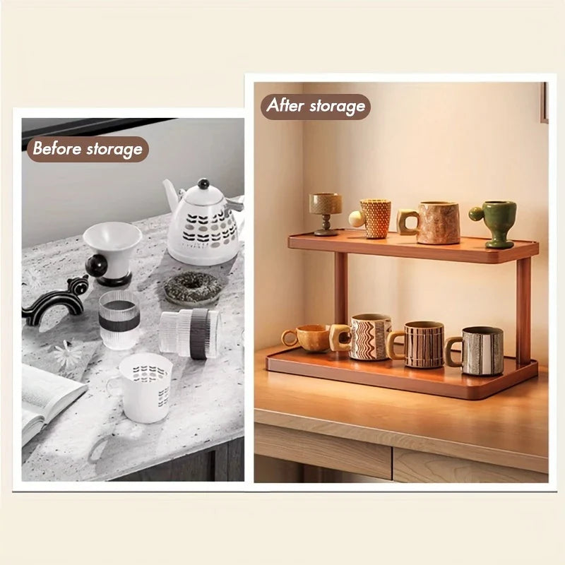 BambuCasa 2-Poziomowy Drewniany Organizer