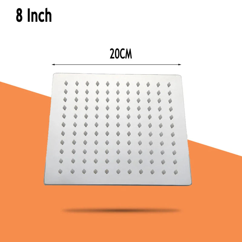 Kwadratowa Deszczownica | Stal Nierdzewna SUS304 | Wysokie Ciśnienie | Montaż Sufitowy