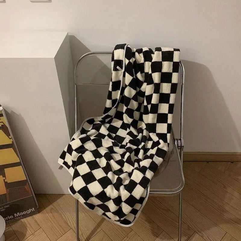 Zestaw Ręczników w Czarno-Białą Kratę | 100% poliester