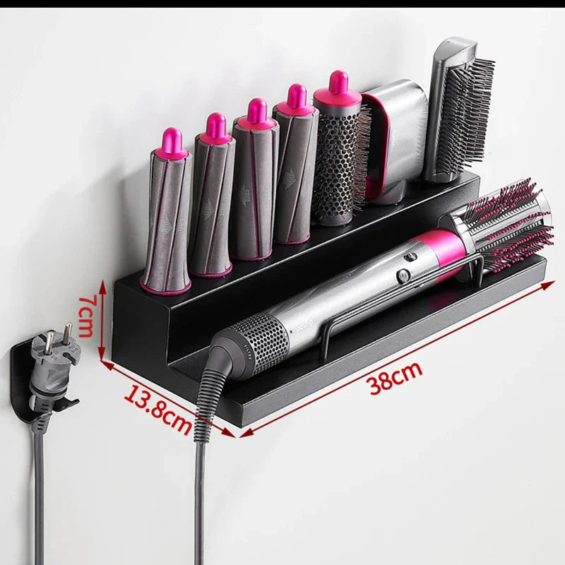 Ścienny organizer do Dyson Airwrap – Stal nierdzewna | Bez wiercenia | Podwójna warstwa