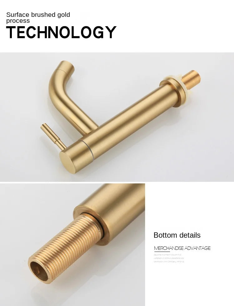 Klasyczny Kran do Umywalki | Stal Nierdzewna | Pojedyncza Gałka | Ceramiczny Zawór