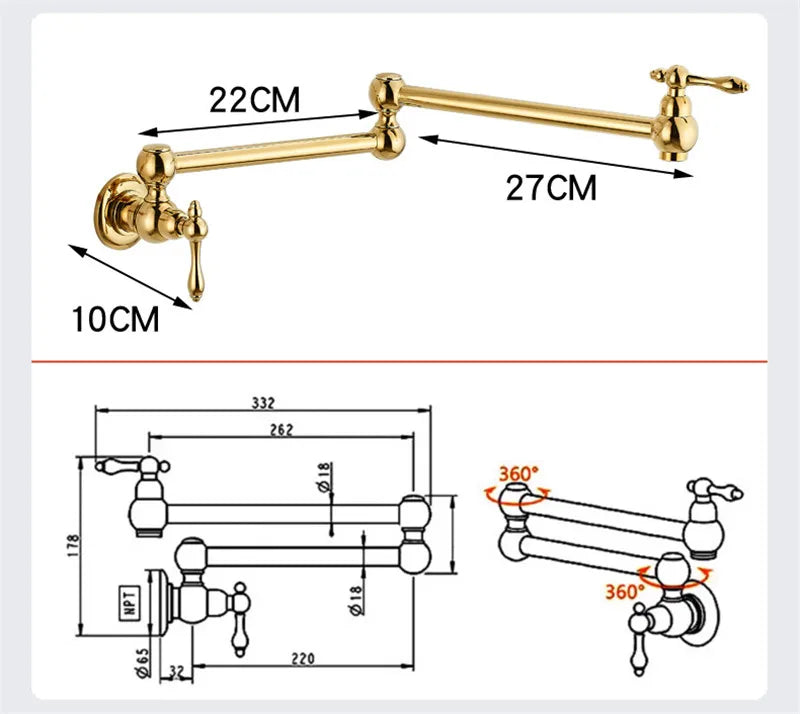 RoyalPour – Luksusowy Złoty Wysuwany Kran Nalewak do Garnków