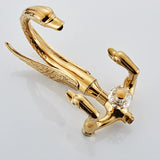 Klasyczny Złoty Kran Łazienkowy i Prysznicowy – Podwójna Gałka | Montaż Ścienny | Mosiądz | W zestawie węże