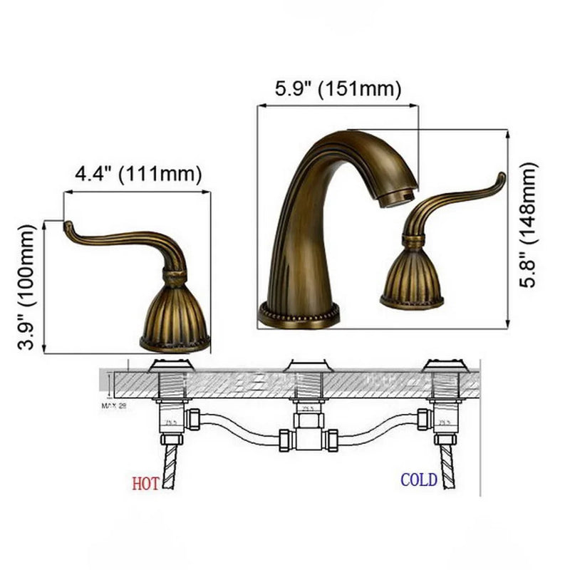 Klasyczna Bateria Umywalkowa w Antycznym Wykończeniu z Mosiądzu – Styl Vintage i Rustykalny Komfort