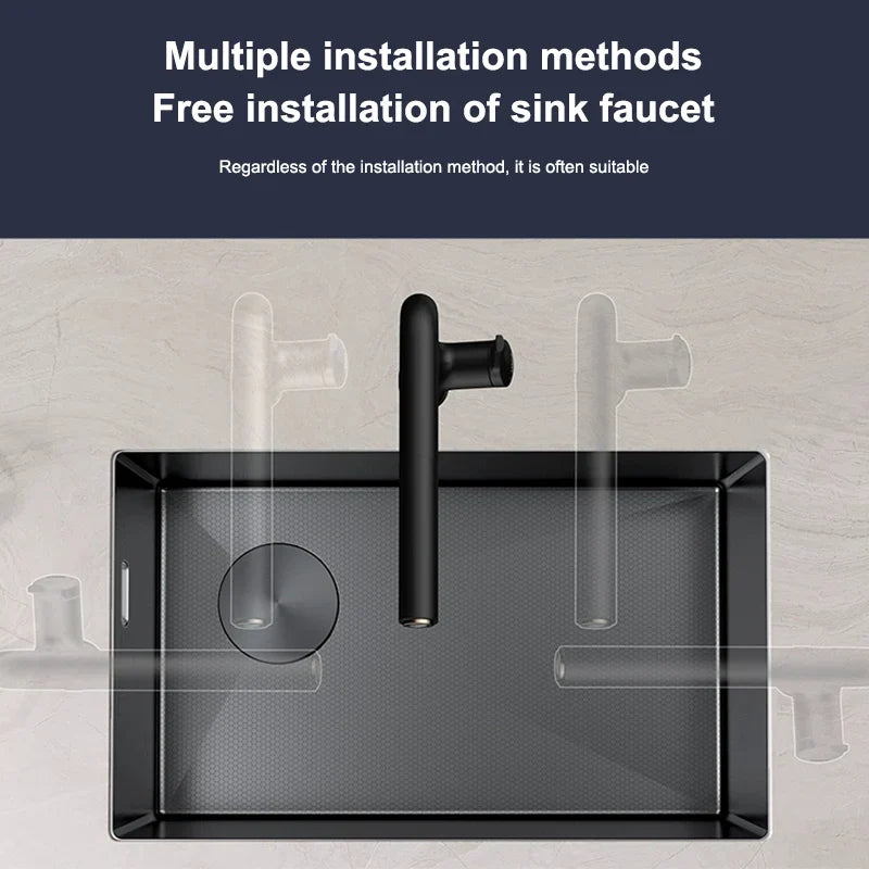 Zlewozmywak ze stali nierdzewnej Duży Pojedynczy Nano Grawerowany Plastrowy Zlewozmywak Podblatowy