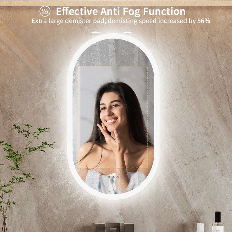 Owalne LED Lustro Łazienkowe | 80x50 / 100x50 / 120x60 cm | Anti-Condens & Światło z Możliwością Ściemniania