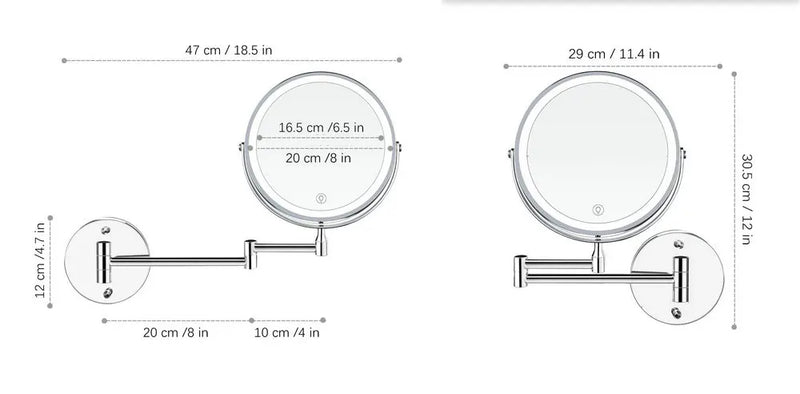 LumiView 8" Ładowalne Lusterko do Makijażu z Oświetleniem