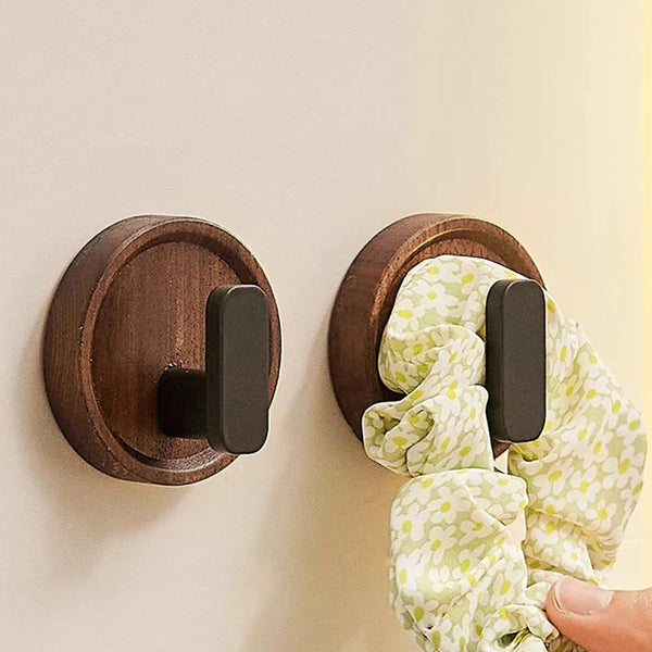 Nurlin Walnut – Stylowy Czarny Wieszak Ścienny z Drewna Orzechowego na Klucze, Płaszcze i Akcesoria Łazienkowe