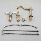 AquaVintage 3-Strumieniowa Kran Łazienkowy do Zlewu – Klasyczny Luksus w Stylu Antyczna Miedź