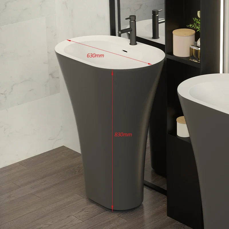 Wolnostojąca Umywalka z Solid Surface – Nowoczesny Design | Matowa lub Błyszcząca | 495x300x850mm