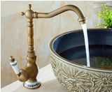 Antyczna Bateria Zlewozmywakowa – 360° Obrotowa | Ciepła i Zimna Woda | Złote Wykończenie