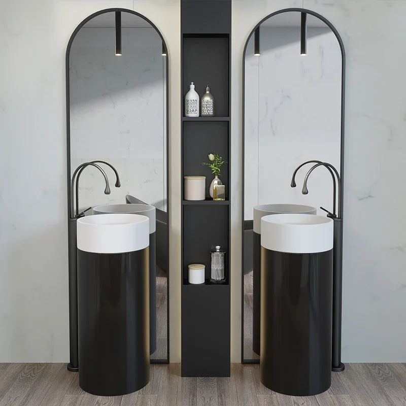 Wolnostojąca Umywalka z Solid Surface – Nowoczesny Design | Matowa lub Błyszcząca | 495x300x850mm