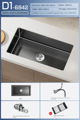 Nowoczesny Czarny Zlewozmywak ze Stali Nierdzewnej z Baterią – Elegancja i Funkcjonalność w Twojej Kuchni