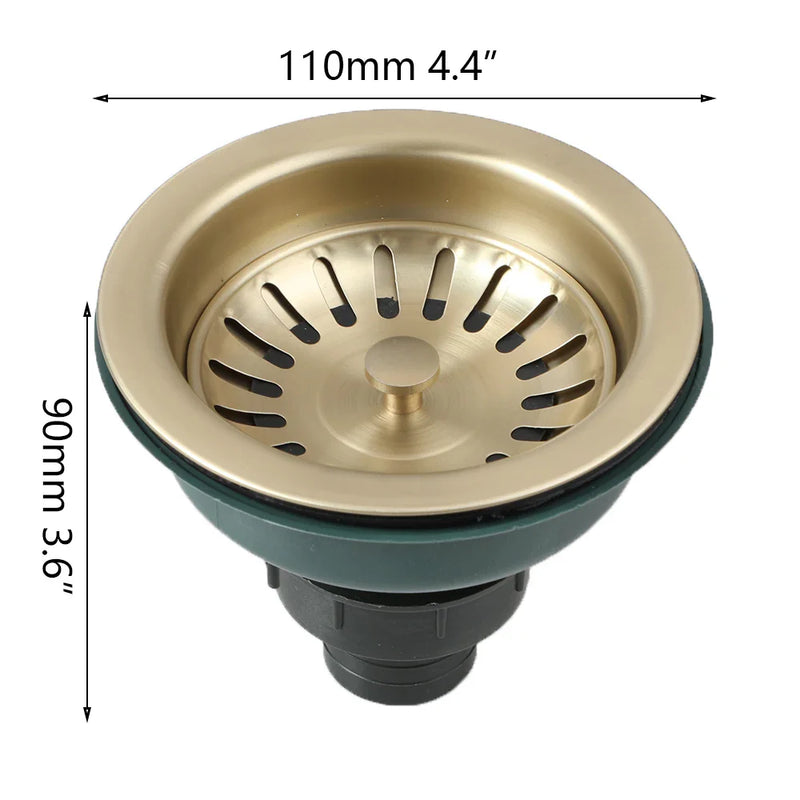 Ouboni Antique Mosiądz Nierdzewna Stalowa Zlewozmywak Sito & Korek Odpływowy