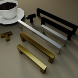 Czarny Kwadratowy Uchwyt Meblowy – Stop Aluminium | Różne Rozmiary | Włącznie ze Śrubami